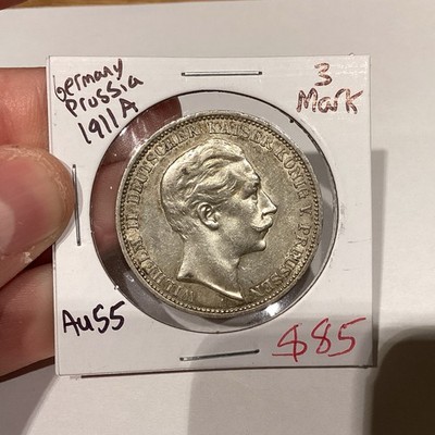 Germany Prussia 1911 A 3 Marks AU+