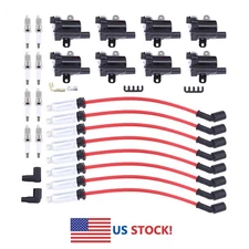8 Packs Ignition Coil+Spark Plug+Wires Set For Chevy Silverado 1500 2500 GMC -US