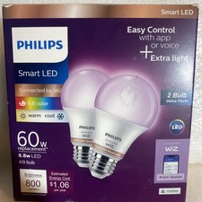 Philips Hue 472027 A19 LED Smart Bulbs 1 Pack Of 2