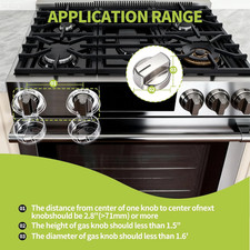 6 Pack Gas Stove Knob Covers Heat-Resistant Baby Proof Stove Knob Locks wit...