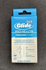 Glide Oral-B Pro-Health Threader Floss 30 Single Use Packets Original Sealed