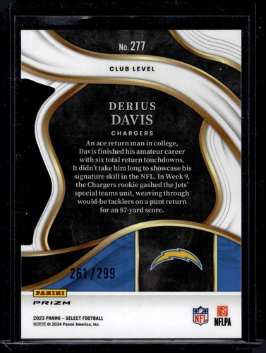 2023 Panini Select #277 Derius Davis Copper Prizms Die Cuts #/299 - Picture 2 of 2