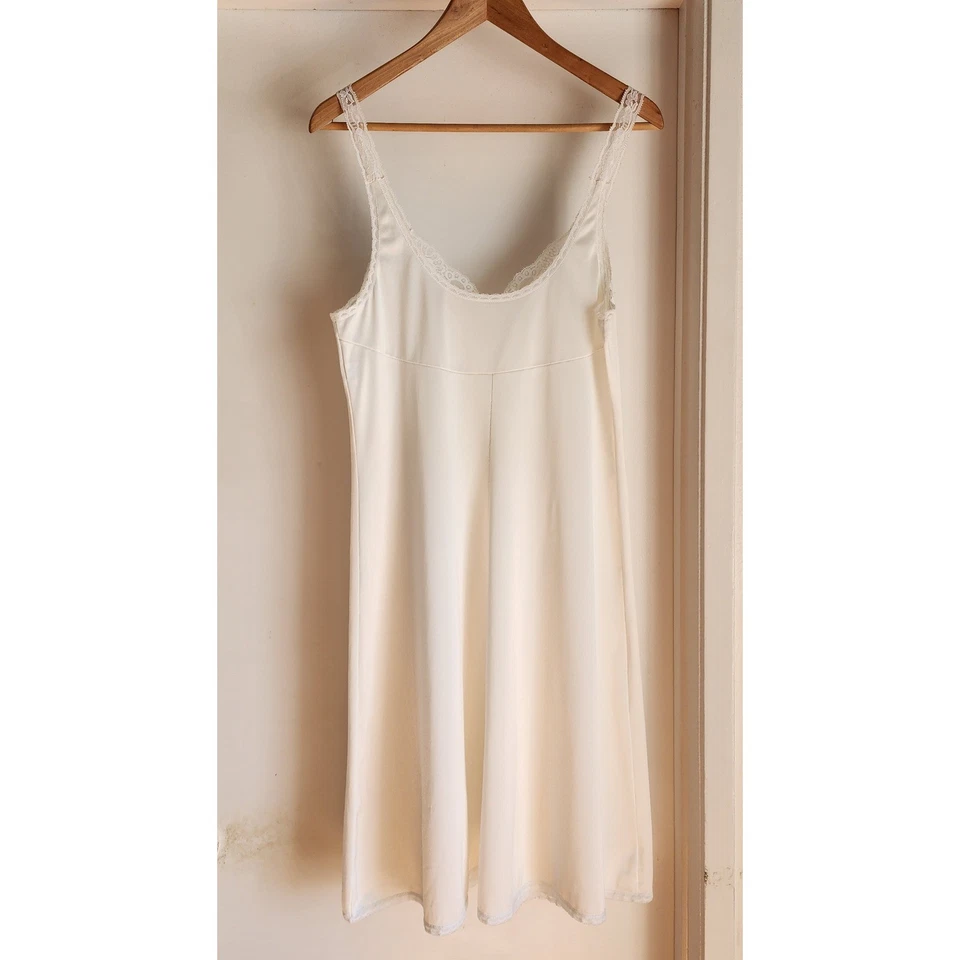 Vestido sin Mangas Vintage Vassarette Blanco Crema Encaje Talla 38 Hecho en EE. UU. Lencería Foto 2 de 3