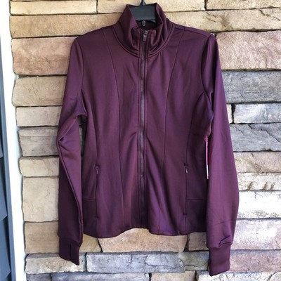 Yogalicious Cabernet Red Full Zip Sweatshirt Fleece Jacket NWT Women Large