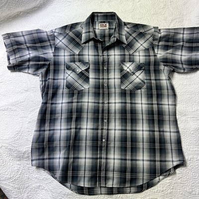 Ely Cattleman Plaid XL Snap Pearl Button Black/White