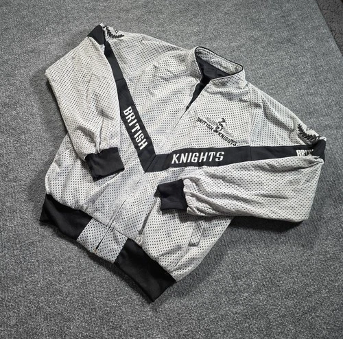 British Knights Retro Mesh Track Jacket Gray Black Full Zip Men's Large - product listing photo