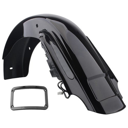 Vivid Black Extended Rear Fender W/ LED Light For HARLEY Touring Glide 1993-08 - Picture 12 of 24