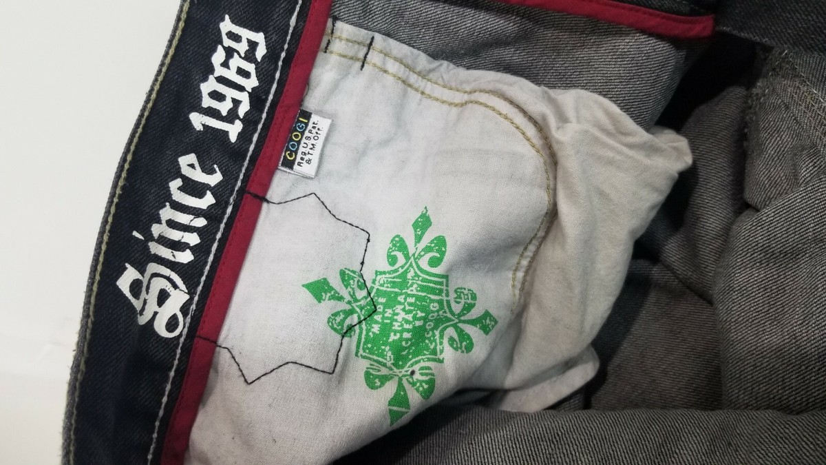 Vintage Coogi Britain Baggy Embroidered Stitchd Black Jeans