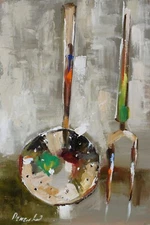 Abstract vintage spoon racks Stylish oil painting UKRAINE Demenko Natalia