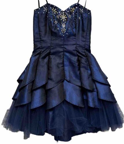 Formal dress Sz 3/4 Masquerade Blue Rhinestone Coc