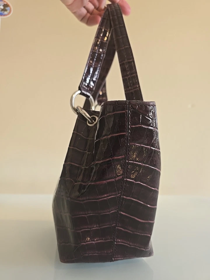 Amanda Smith Dark Purple Faux Leather Crocodile Pattern Purple Bag Vintage - Image 4 of 4