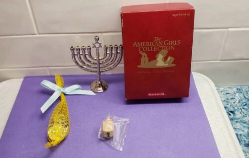 American Girl Hanukkah Gifts Holiday:  Dreidel; Menorah, Book, coins with Box; - Picture 1 of 4