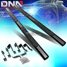 FOR 99-14 SIERRA CREW CAB MILD STEEL 4"OVAL BLACK SIDE STEP NERF BAR/RAIL KIT