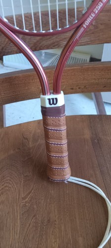 Wilson Force 250 Racquet Ball Racket 3 7/8 Grip Brown Leather Wrap Tennis - Picture 2 of 5
