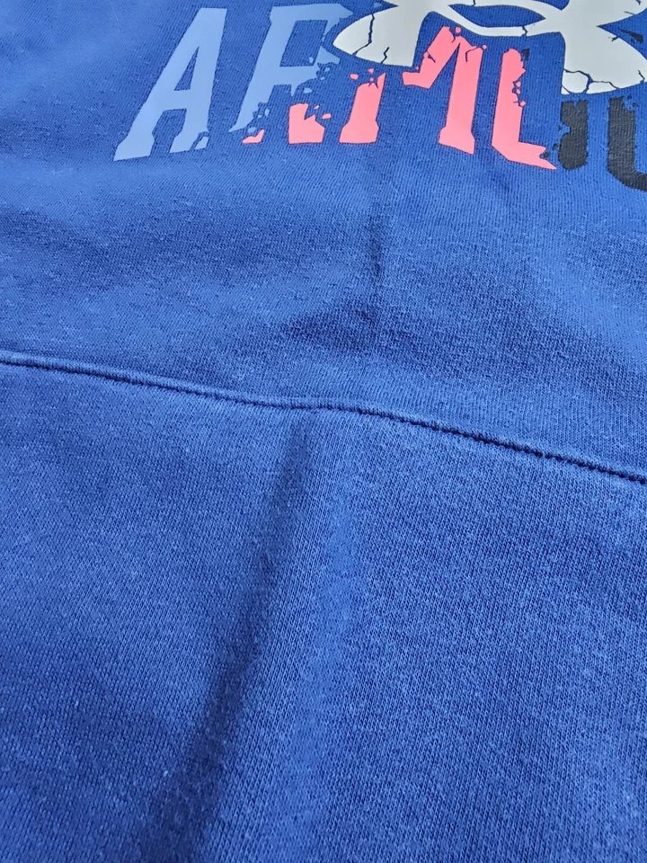 Under Armour Blue Loose Hoodie Graphic Spellout Size YMD Youth Medium Age 10-12 - Image 4 of 4