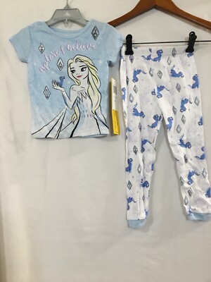 New Disney Frozen 2 Elsa Soft Cotton Pajama Set Short Sleeve Pants 2T,3T,4T
