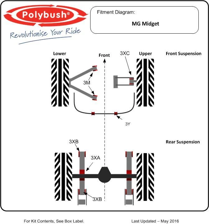 Polybush Vehicle Bush Set (Performance) for MG Midget, 1961-1980: Kit40-Red - Изображение 2 из 2