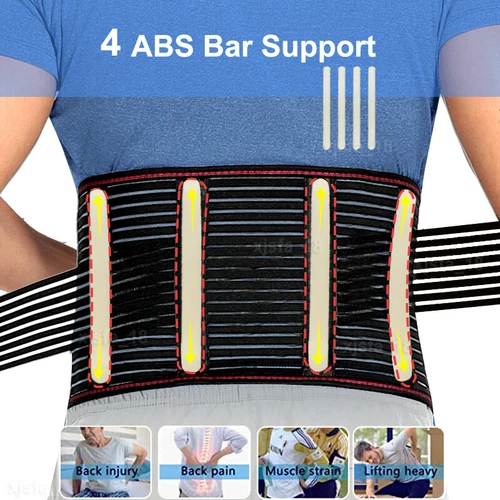 Back Support Brace Lower Back Pain with 4 Stays Belt Relief Breathable Air Mesh - Picture 7 of 28