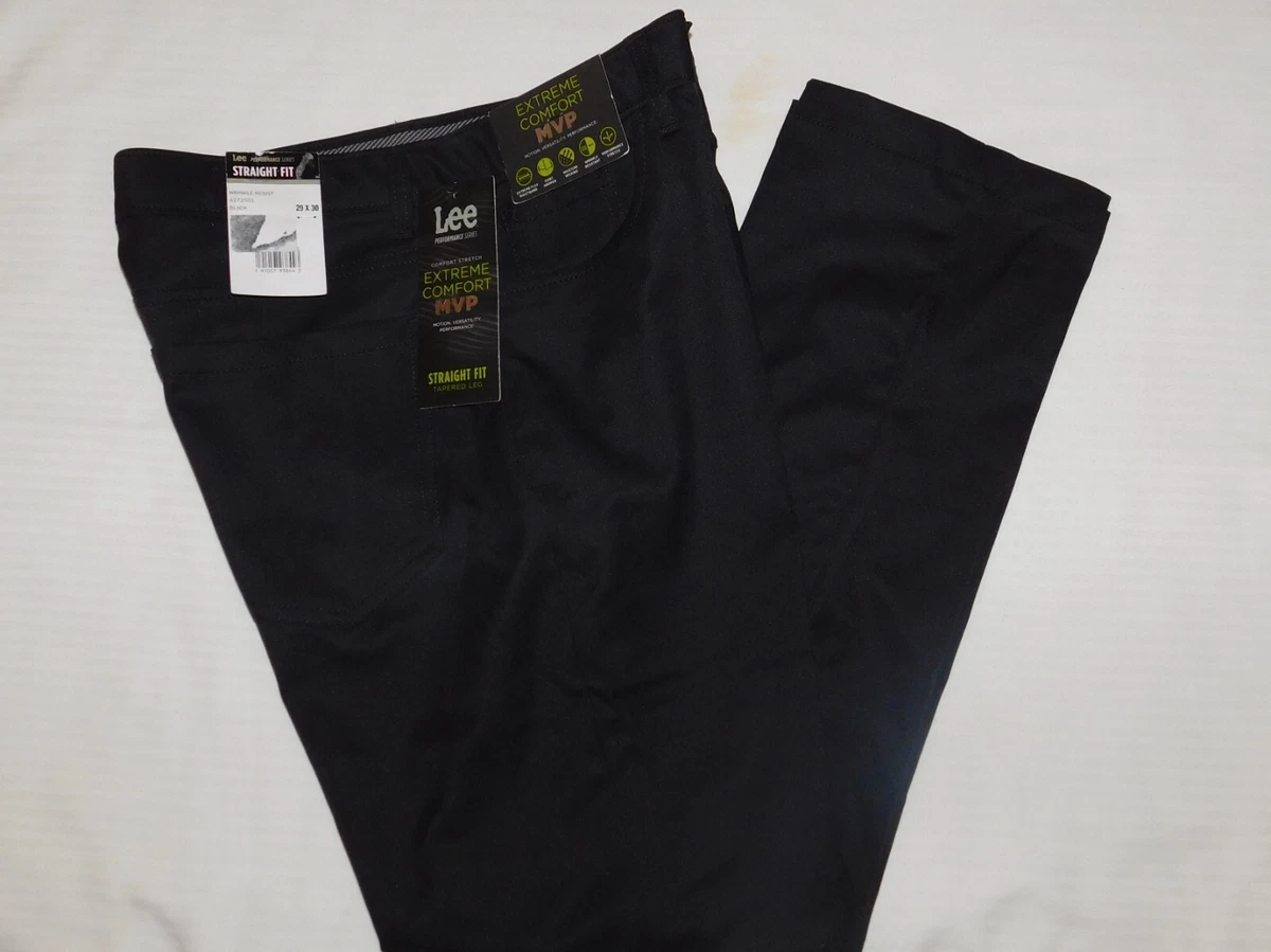 Lee Extreme Comfort MVP 5 Pocket Pants Straight Extreme Flex Waist No Iron  Black | eBay