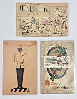 Lot Of Three Postcards Caribbean Bahamas 1965 policeman Xmas and Cartoon