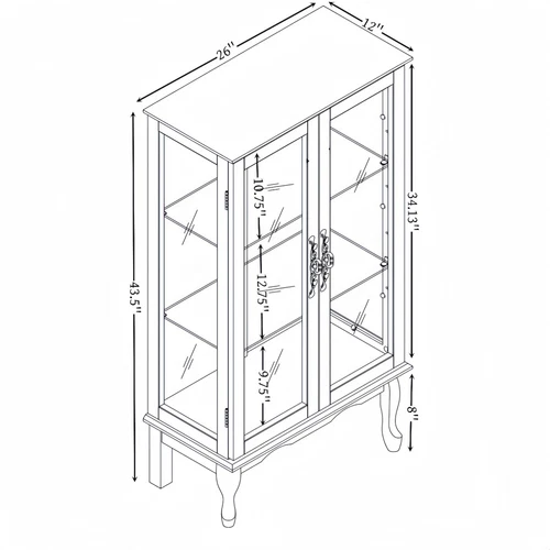 3-Tier Curio Cabinet w/ 2 Tempered Glass Doors,Lighted Display Cabinet for Home - Picture 2 of 38