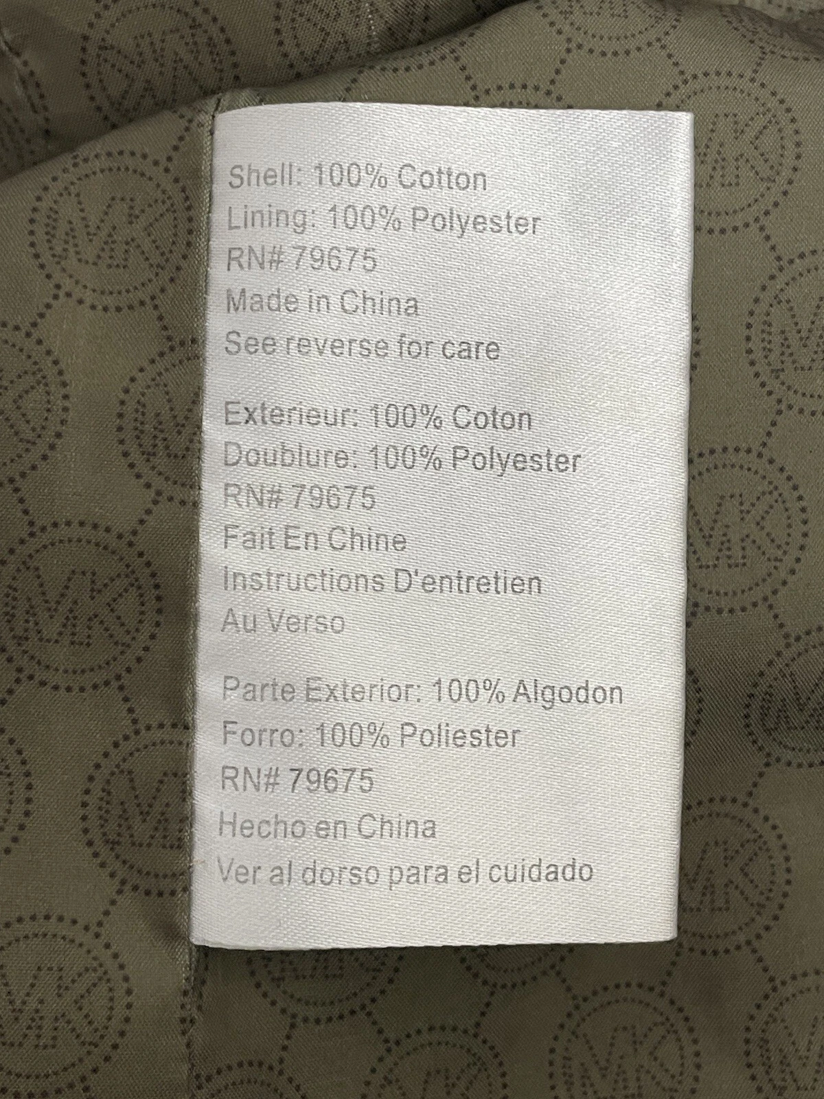 Giacca Michael Kors Utility Rain XL donna verde oliva zip cappuccio tasche