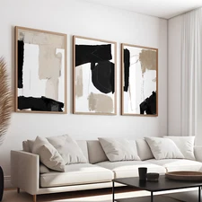 Modern Neutral Abstract Gallery Wall Art Set of 3  Print