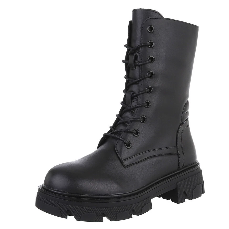 Damen Schnürschuhe mit Lochschnürung Ital-Design 5756 in Schwarz