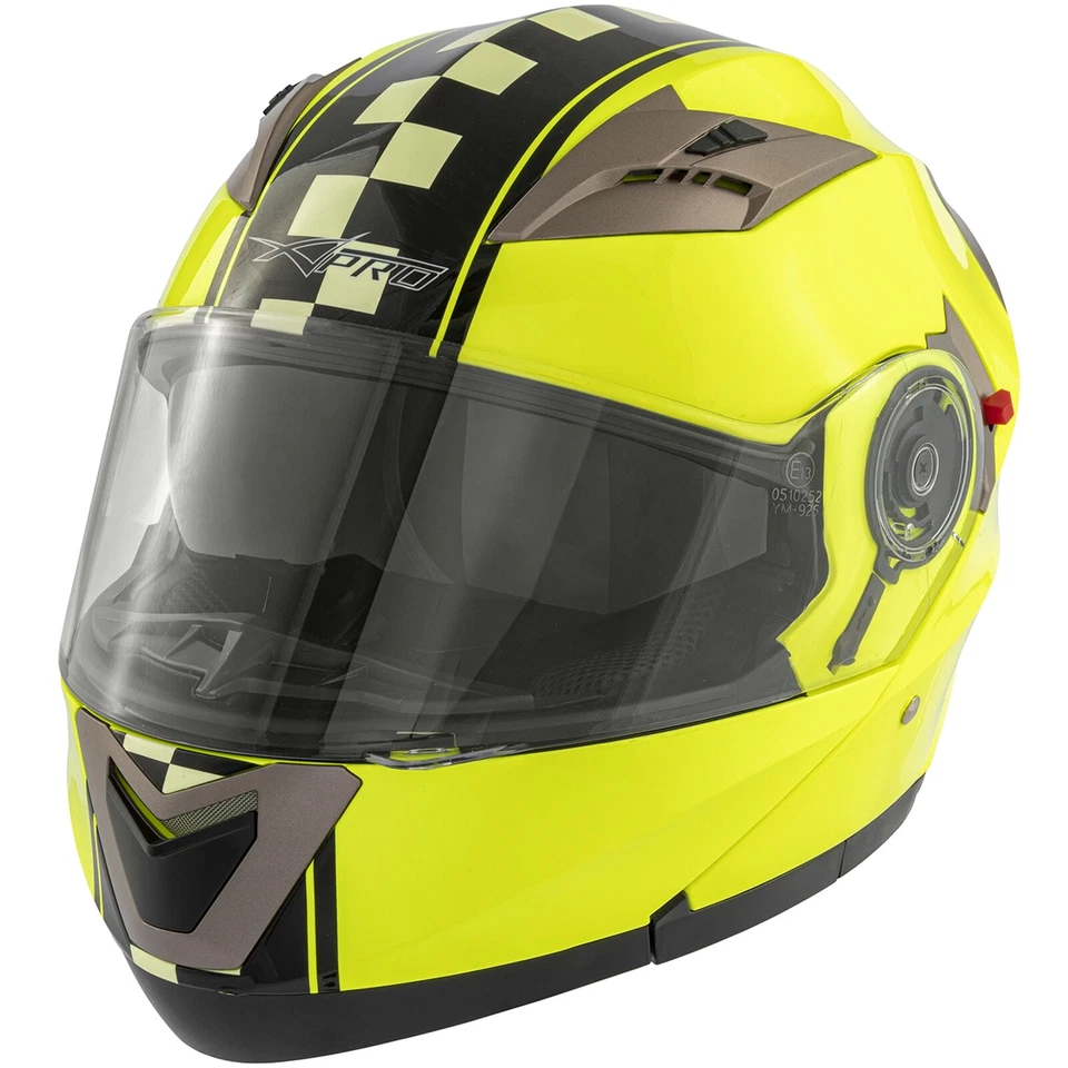 Casco Abatible Touring Moto Grafica Aprobado ECE 22 Visera Doble Fluo - Imagen 2 de 4