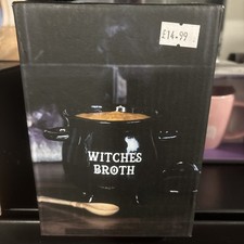 BLACK WITCHES BROTH CAULDRON SOUP BOTH WITH BROOM SPOON PERFECT