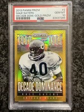 2013 Panini Prizm Gale Sayers #2 Decade Dominance Gold #/10 PSA 10 Gem Mint