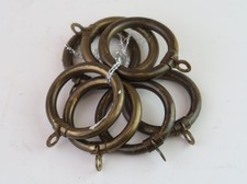 7 x Curtain Rings - Antique Brass - Late 19th century - 28mm inner diameter