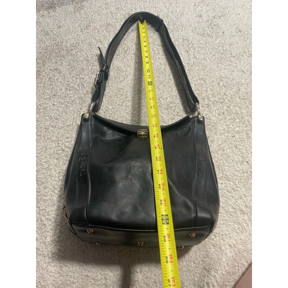 De Colección Marino Orlandi Bucket Bolso Hombro Bandolera Cuero Italiano Negro Foto 2 de 4