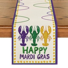 Artoid Mode Beads Happy Mardi Gras Carnival Table Runner, 13" x 72", Purple 
