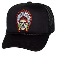Top Headwear Men's Skull Chief Trucker Hat - Native Headdress Snapback Cap,