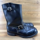 USA Made Mens Boots Size 11 Black Leather Buckle Biker