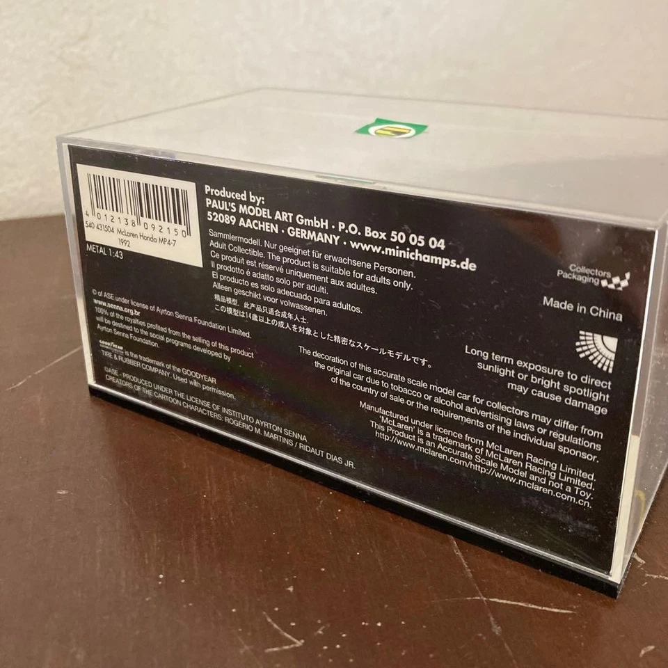 Minichamps 1/43 Ayrton Senna McLaren Honda MP4-7 1992 Model Car Limited - Photo 4/4