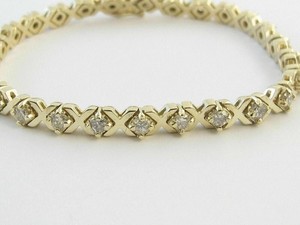 Authentic Women's XOXO Tennis Bracelet In 14K Yellow Gold Plated 9Ct Lab Created Diamond
