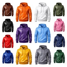 Men's Premium Leather Hoodie Handmade Genuine Lambskin Leather Jacket Hoodie