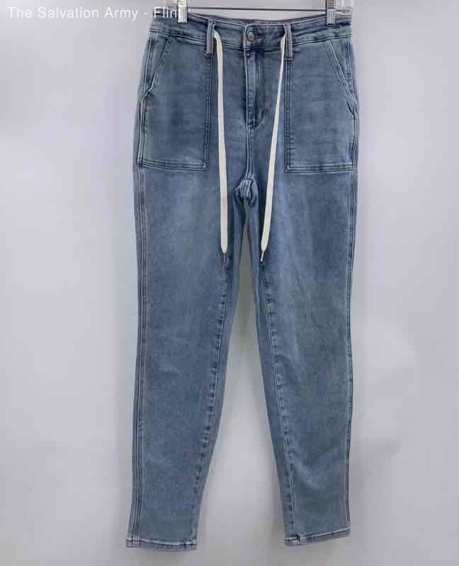 Judy Blue Womens Blue Cotton Blend Denim Drawstring Jogger Jeans Size 7