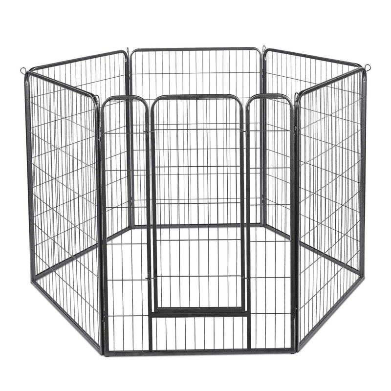 Dog Playpen 8 Panel 32"x45" Exercise Kennel Outdoor Camping Metal Barrier Fence