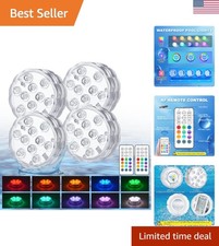 Remote-Controlled RGB Pool Lights - Waterproof Battery Decor for Events 4 Pack 