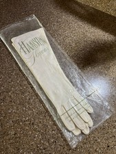 Vintage 1950  s Hansen White Evening Gloves Soft Cloth W/Original Packaging