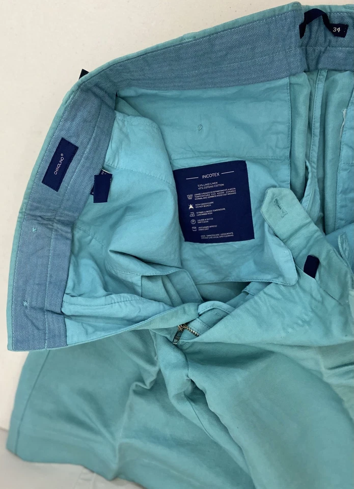 Pantalones Cortos INCOTEX Azul Marino Aqua Chinolino Lino/Algodón Bermudas Resort 34 EE. UU. NUEVOS CON ETIQUETAS Foto 4 de 4
