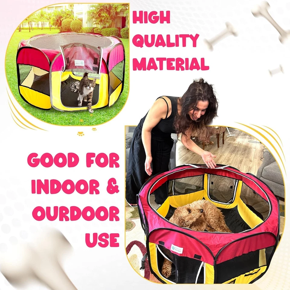 Parque infantil portátil grande para mascotas - plegable para perros y gatos dentro y fuera Foto 4 de 4