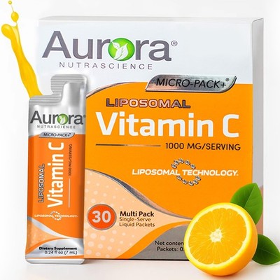 Aurora Nutrascience Liposomal Liquid Vitamin C 1000mg Orange 30 Single Packets