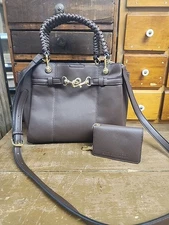 Steve Madden Merit Purse Faux Leather Satchel Handle & Strap Wallet Horse Bit