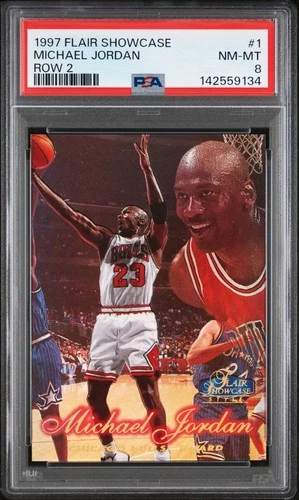 1997 FLAIR SHOWCASE ROW 2 #1 MICHAEL JORDAN PSA 8
