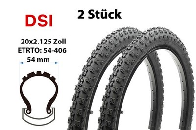 2 Stück 20 Zoll Fahrrad Reifen 20x2.125 BMX Decke MTB Bike 54-406 tire schwarz
