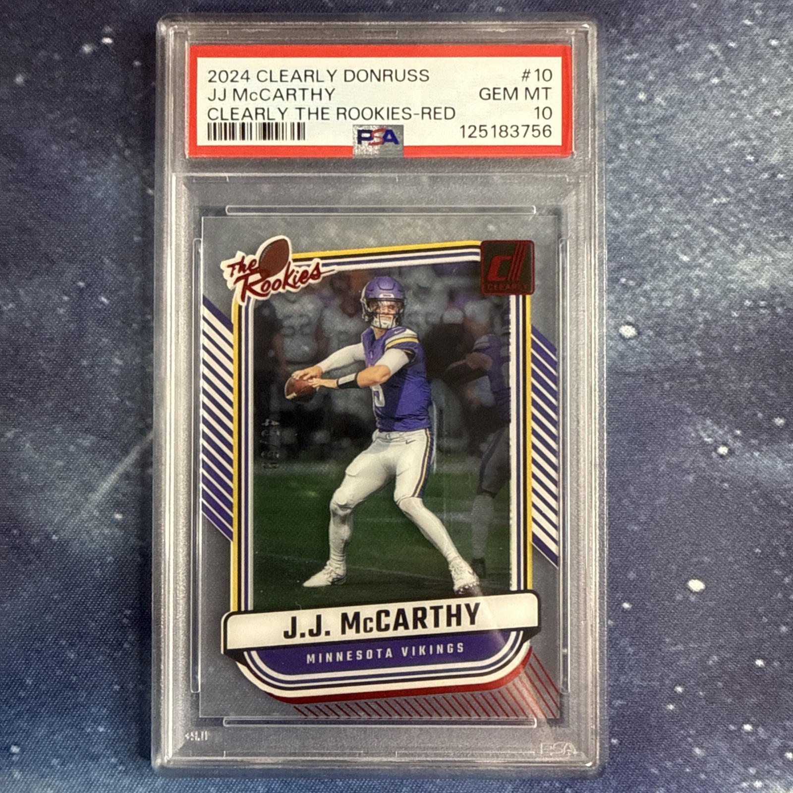 2024 Panini Clearly Donruss - Clearly the Rookies J.J. McCarthy #10 Red /99 (RC)